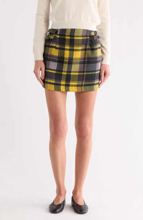 matty m. Buckle Plaid A-Line Miniskirt