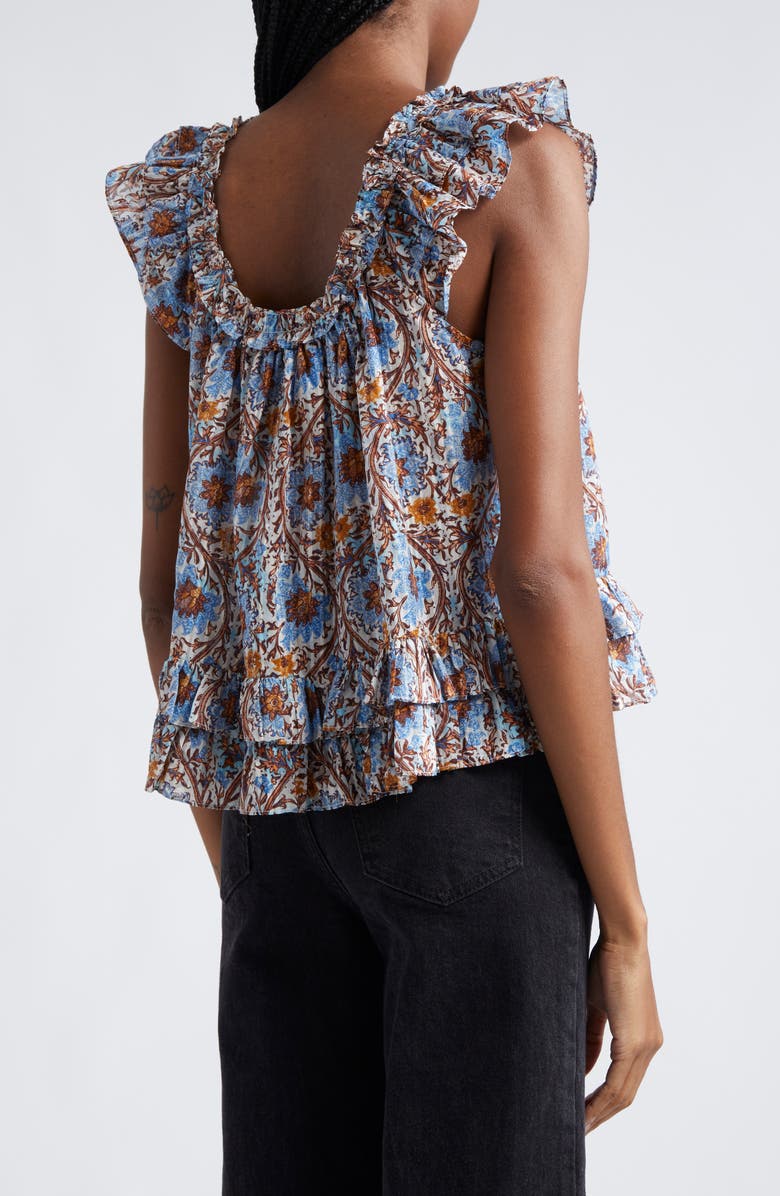Ulla Johnson Tessa Print Ruffle Sleeveless Top, Alternate, color,