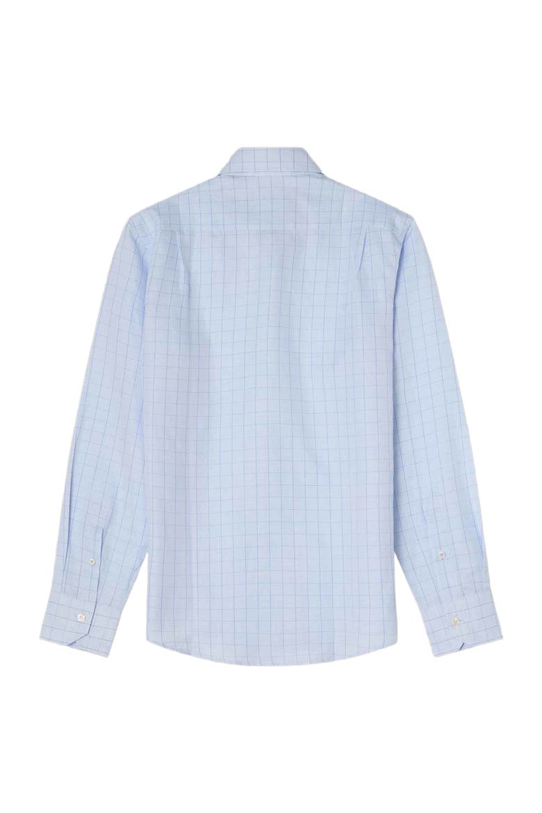 Reynolds Blue Windowpane Cotton Linen Blend Shirt in Contemporary fit, Alternate, color, Blue