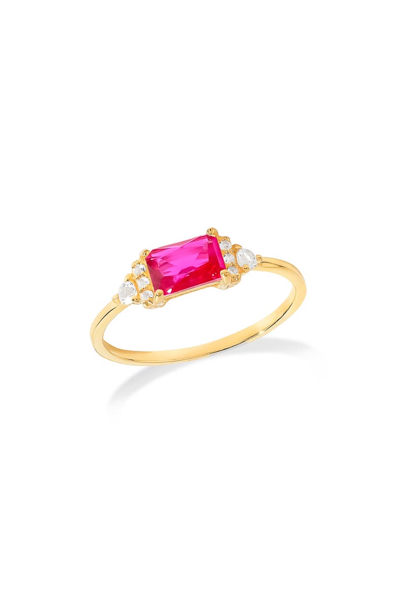 Baguette & Round Mix Gemstone Ring, Main, color, PINK