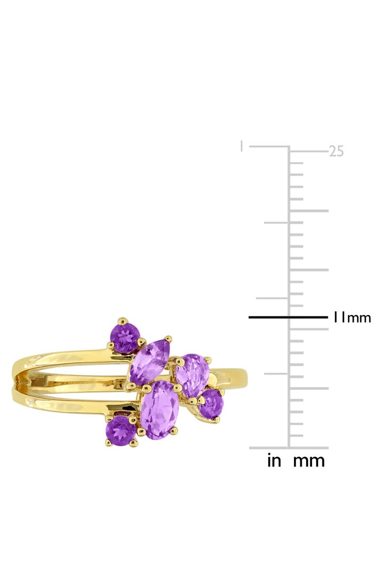 Gemstone Multi-Cut Cluster Ring, Alternate, color, Amethyst/Yellow-Plated Silver