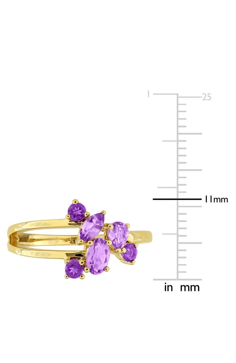 Julianna B. Gemstone Multi-Cut Cluster Ring, Alternate, color, Amethyst/Yellow-Plated Silver