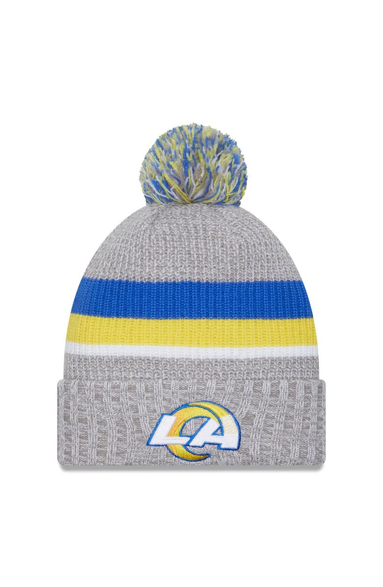 New Era Men's New Era Heather Gray Los Angeles Rams Cuffed Knit Hat with Pom, Main, color, Heather Gray