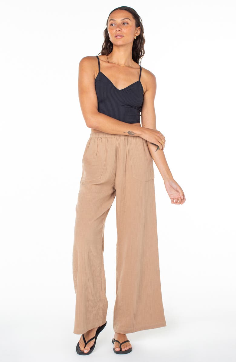 Roxy What a Vibe Wide Leg Organic Cotton Gauze Pants, Alternate, color, 