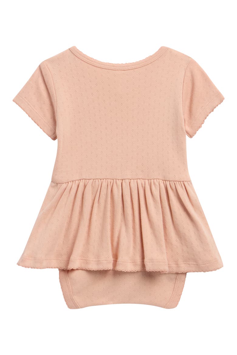 Peplum Organic Cotton Pointelle Bodysuit, Alternate, color, MELON