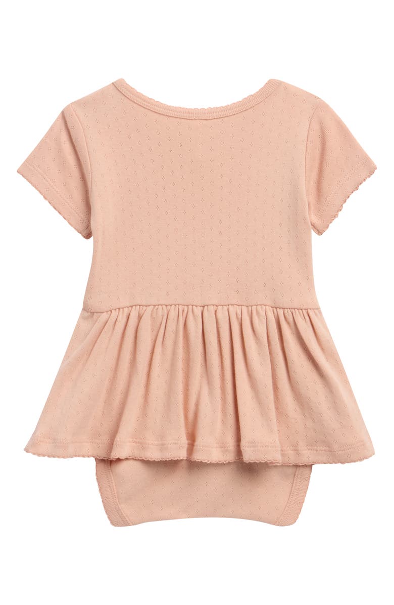 QUINCY MAE Peplum Organic Cotton Pointelle Bodysuit, Alternate, color, Melon