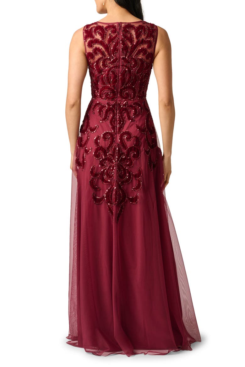 Sequin Scrollwork Gown, Alternate, color, MAHOGANY