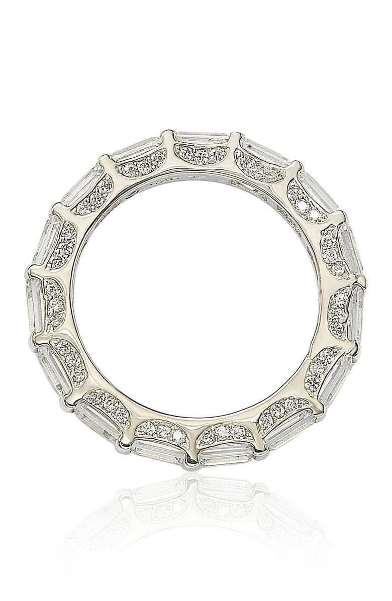 SUZY LEVIAN Sterling Silver Emerald Cut White Cubic Zirconia Eternity Band, Alternate, color, White