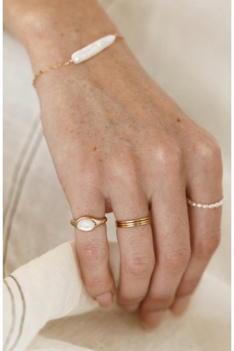Mother of Pearl Signet Ring, Alternate, color, Gold Vermeil