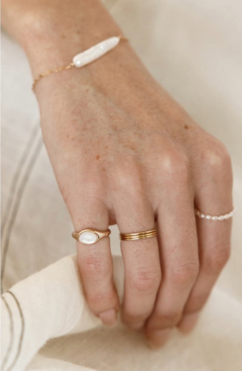 MADE BY MARY Mother of Pearl Signet Ring, Alternate, color, Gold Vermeil