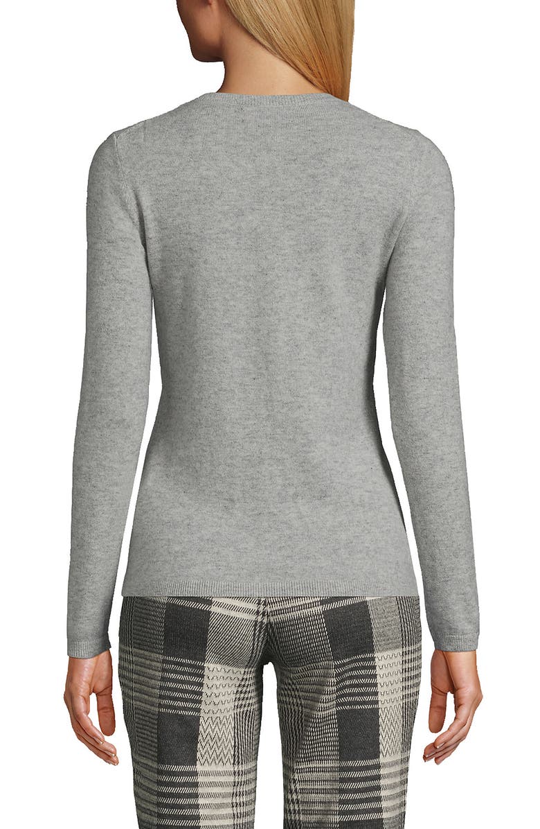 Lands' End Tall Classic Cashmere Cardigan Sweater, Alternate, color, Gray Heather