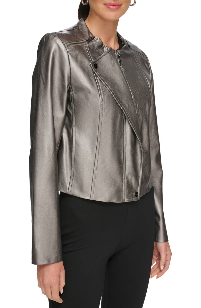 DKNY Faux Leather Moto Jacket, Alternate, color, 