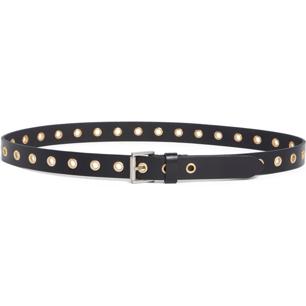 AllSaints Black Leather Belt in Black /Antique Nickel at Nordstrom Rack, Size X-Small