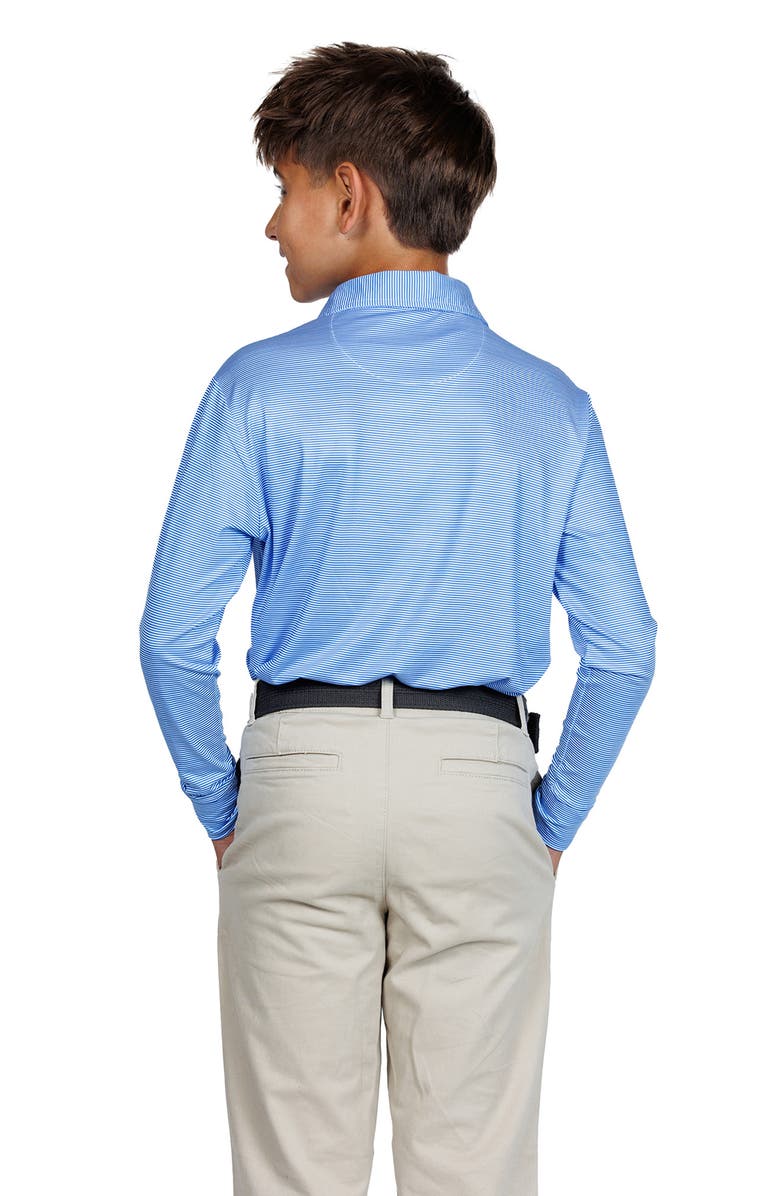 TailorByrd Kids' Stripe Print Long Sleeve Performance Polo, Alternate, color, Blue