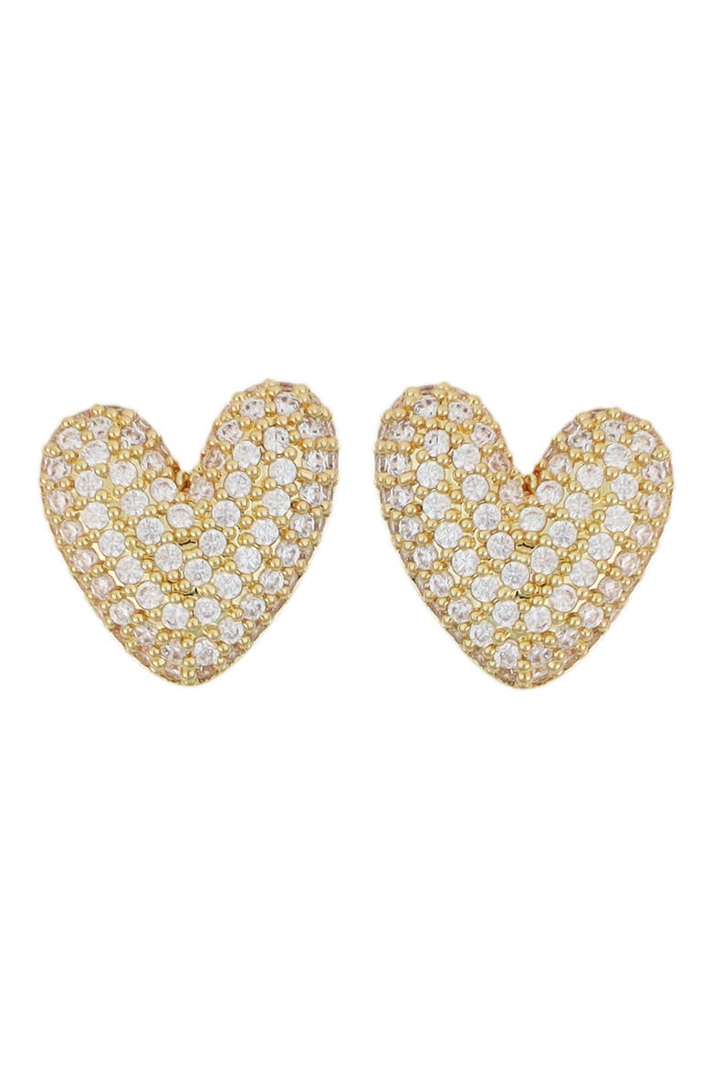 Pavé Bubble Heart Stud Earrings, Main, color, GOLD