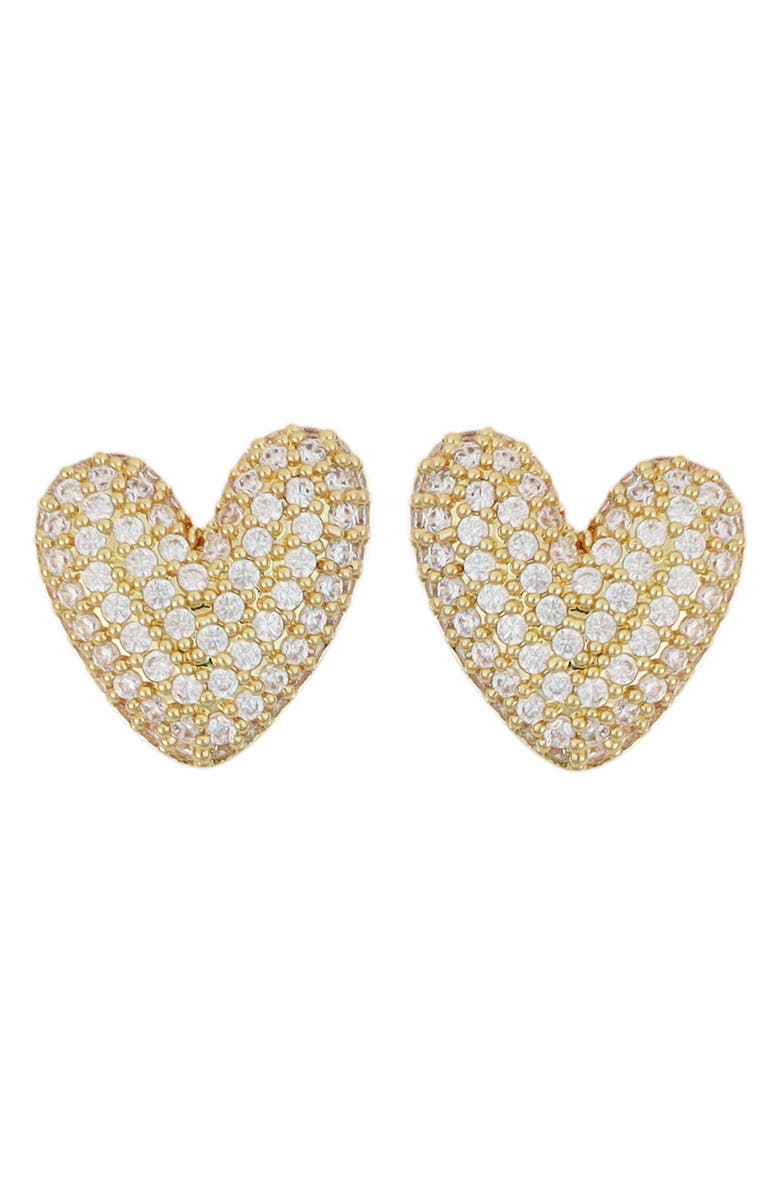 Panacea Pavé Bubble Heart Stud Earrings, Main, color, Gold