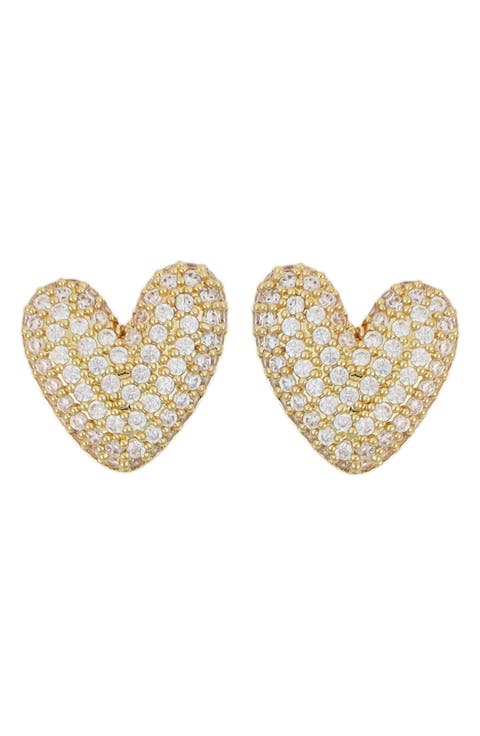 Pavé Bubble Heart Stud Earrings