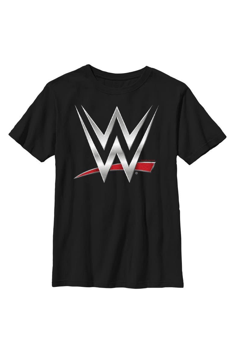 Boy's WWE Chrome Logo  Graphic T-Shirt, Main, color, Black