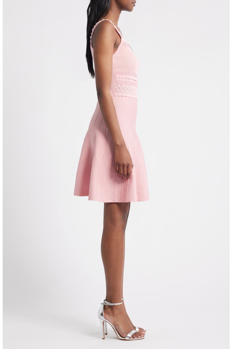 Embellished Fit & Flare Dress, Alternate, color, PINK