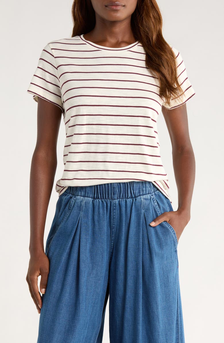 Marine Layer Stripe Crewneck Shirt, Main, color, White/ Fig Stripe