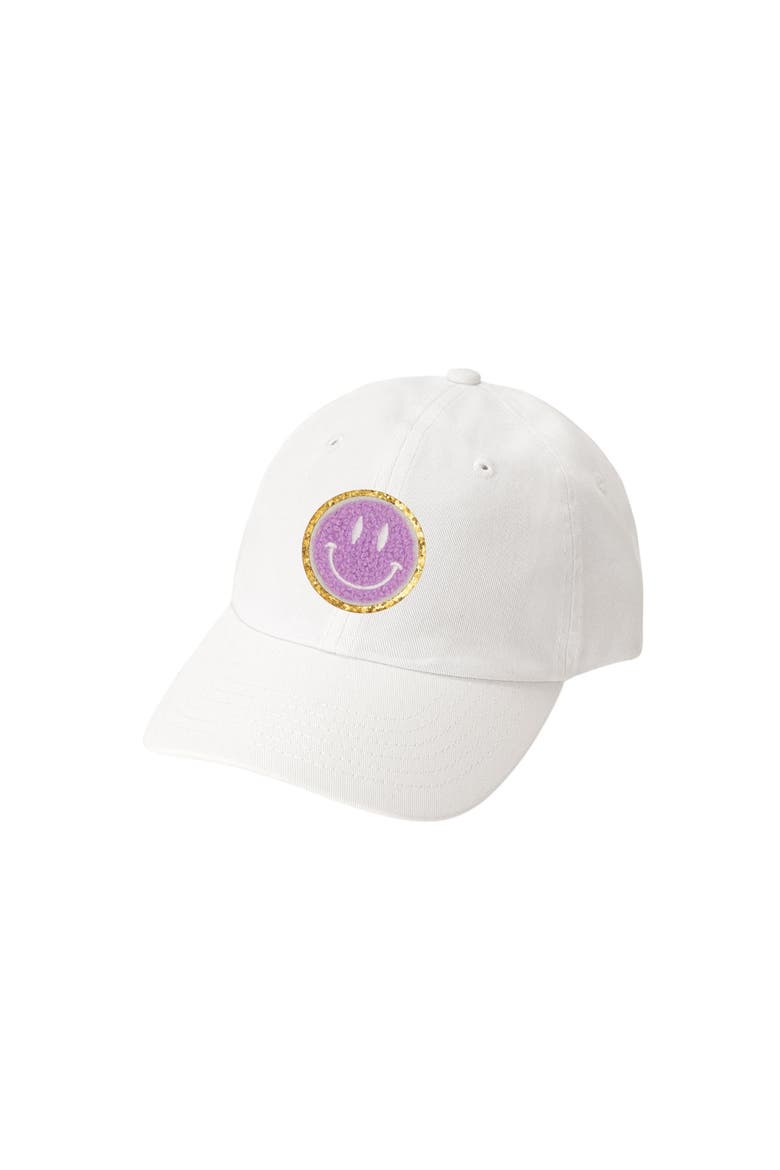 Smile Patch Baseball Hat, Main, color, White
