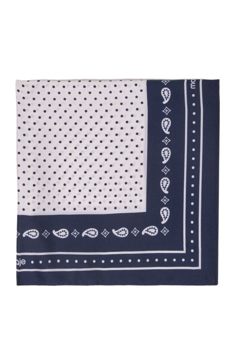 maje 60x60 silk print bandana, Main, color, Navy Polka Dot Bandana Print
