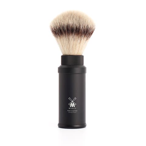 Travel Black Anodized Aluminum Silvertip Fiber Travel Shaving Brush