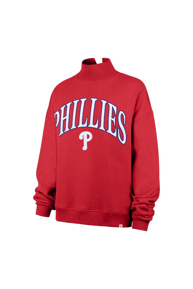 Women's '47 Red Philadelphia Phillies Oversized Vantage Mock Neck Sweatshirt, Alternate, color, Red