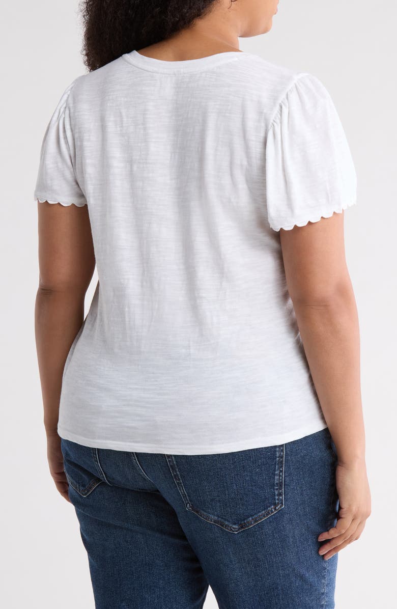 Caslon<sup>®</sup> Scallop Trim T-Shirt, Alternate, color, White