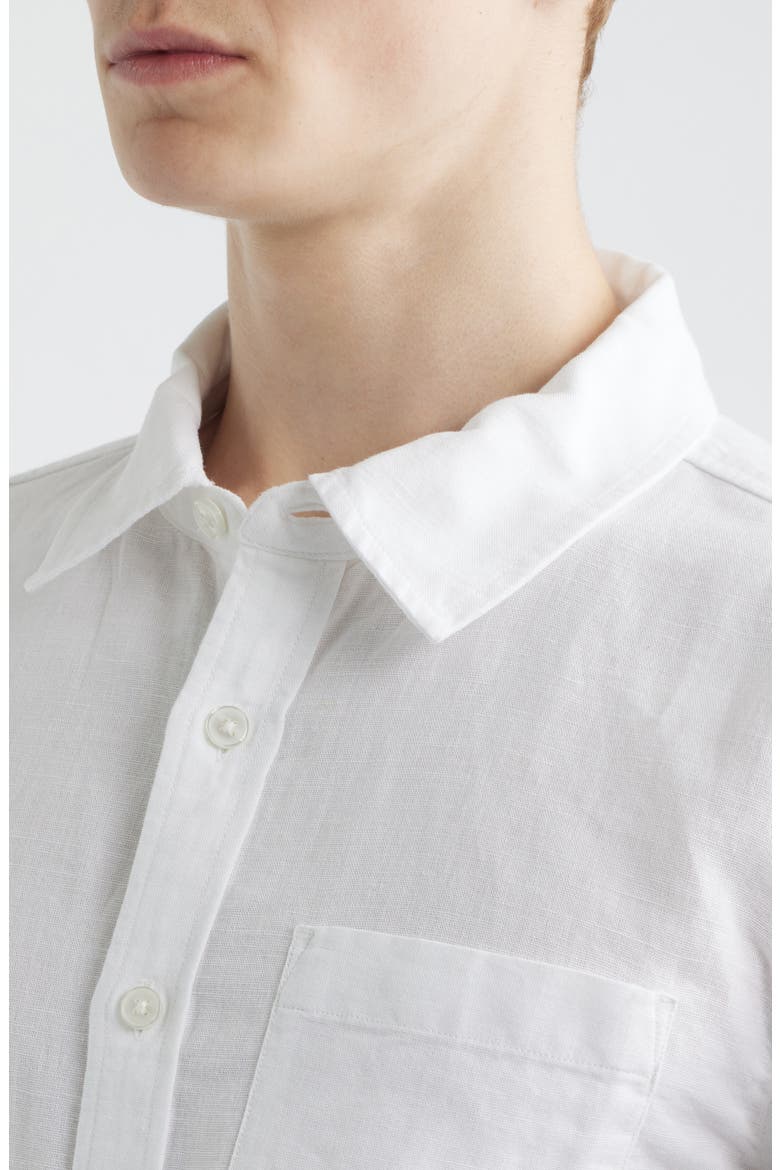 Solid Linen & Cotton Button-Up Shirt, Alternate, color, WHITE