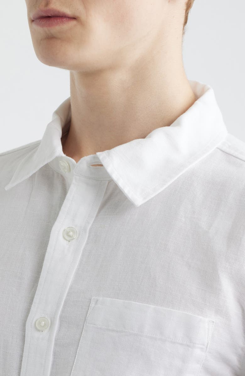 Corridor Solid Linen & Cotton Button-Up Shirt, Alternate, color, White