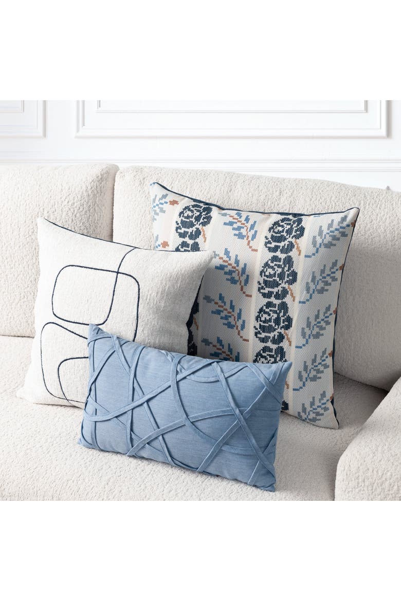Illusion Handmade dimensional applique Indoor & Outdoor Woven Accent Pillow, Alternate, color, Ocean