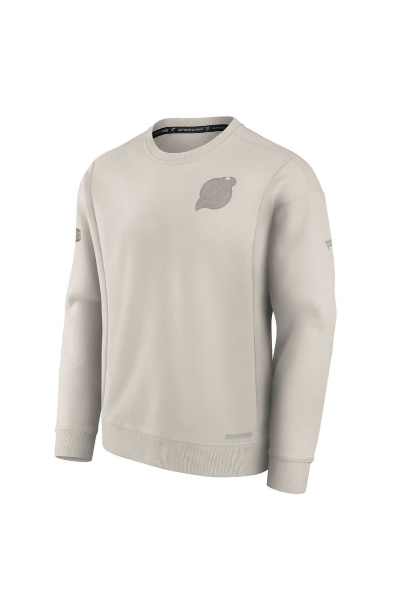 FANATICS Men's Fanatics Cream New Jersey Devils Authentic Pro Road Fleece Pullover Sweatshirt, Alternate, color, Cream