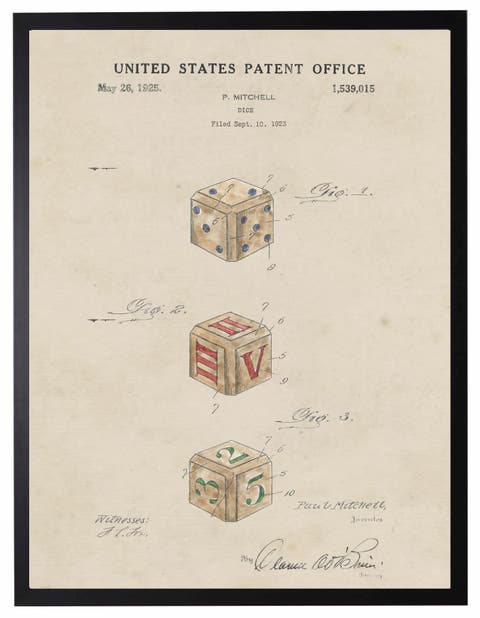 Dice Patent in Black Patent