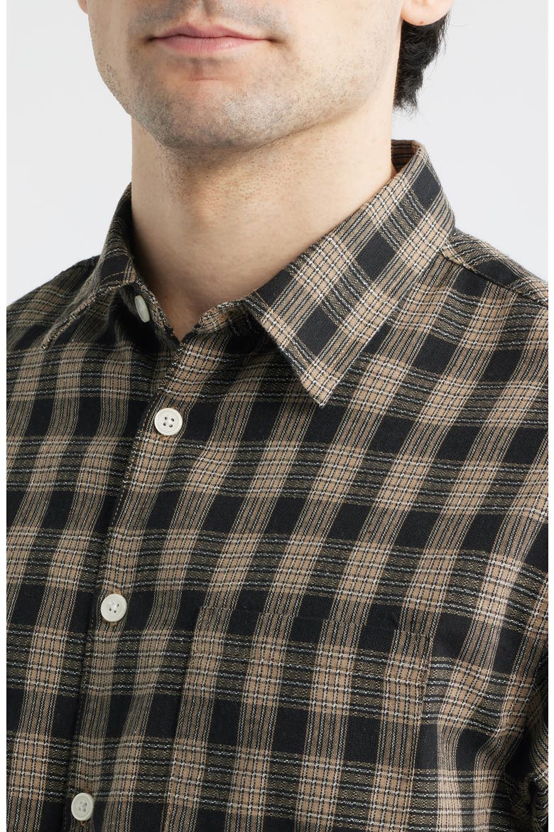 Office Woven Check Short Sleeve Cotton Button-Up Shirt, Alternate, color, BLACK