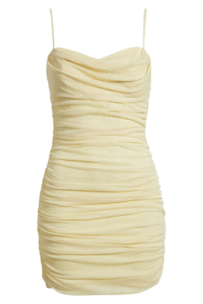 Metallic Ruched Cocktail Minidress, Alternate, color, BUTTER