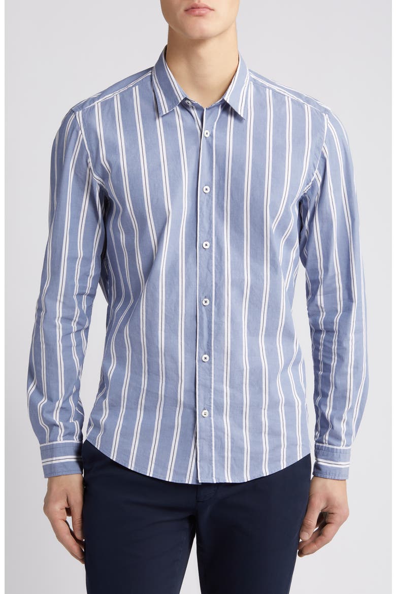 Liam Kent Regular Fit Check Stretch Cotton Button-Up Shirt, Main, color, OPEN BLUE