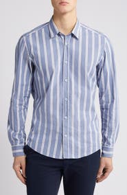 BOSS Liam Kent Regular Fit Check Stretch Cotton Button-Up Shirt