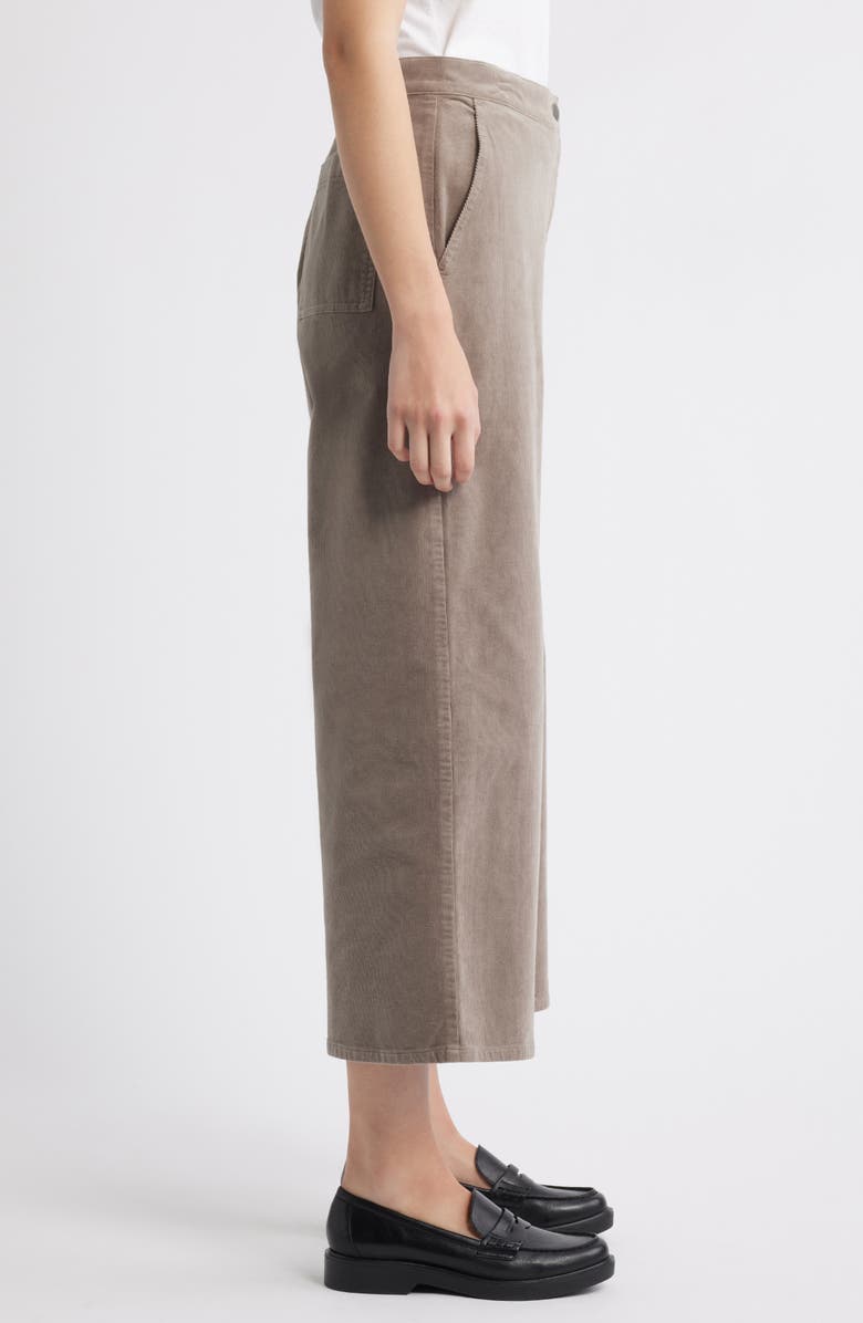 Eileen Fisher Wide Leg Crop Corduroy Pants, Alternate, color, Taupe
