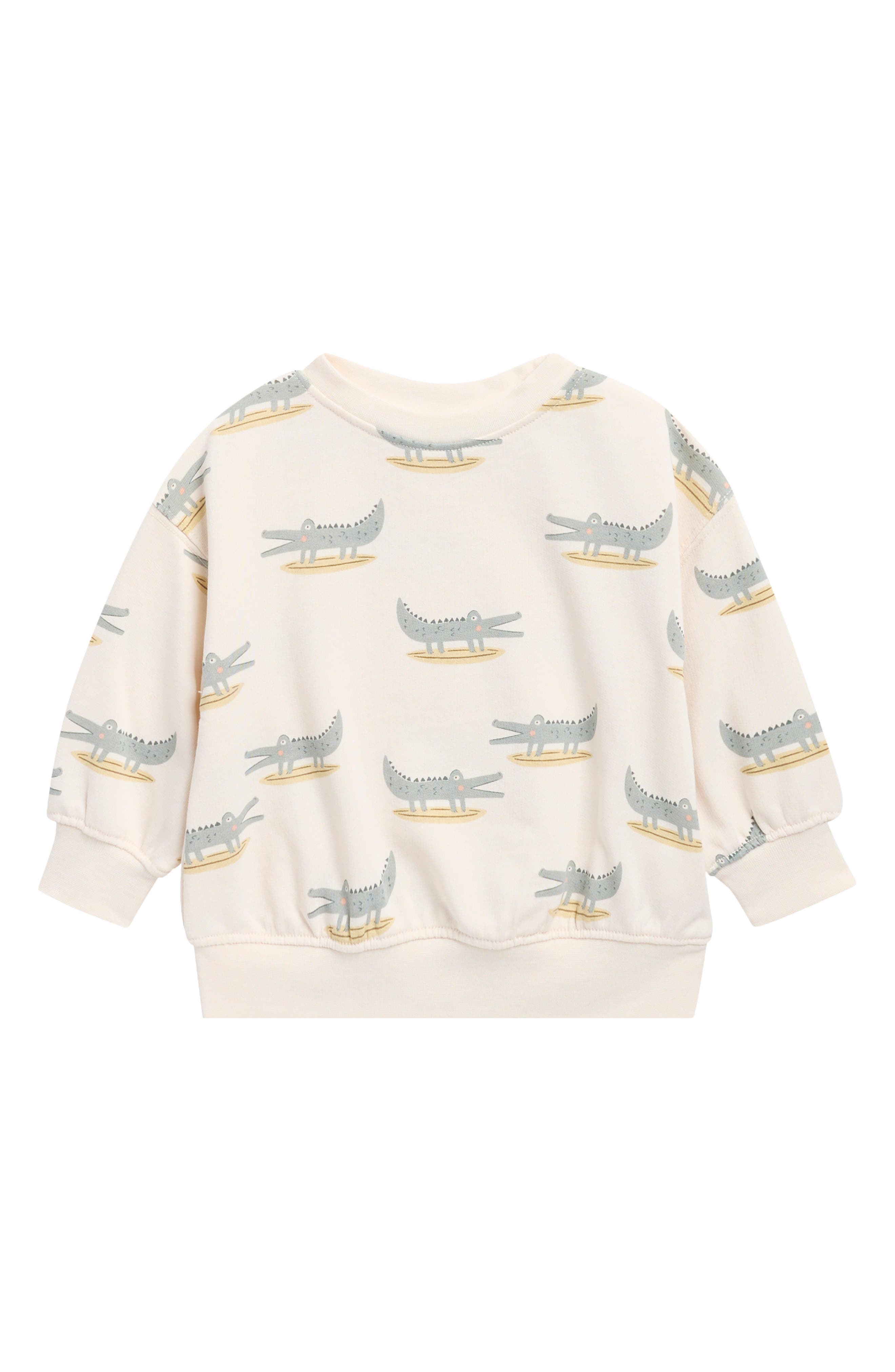 Palm Print Cotton Blend Fleece Sweatshirt