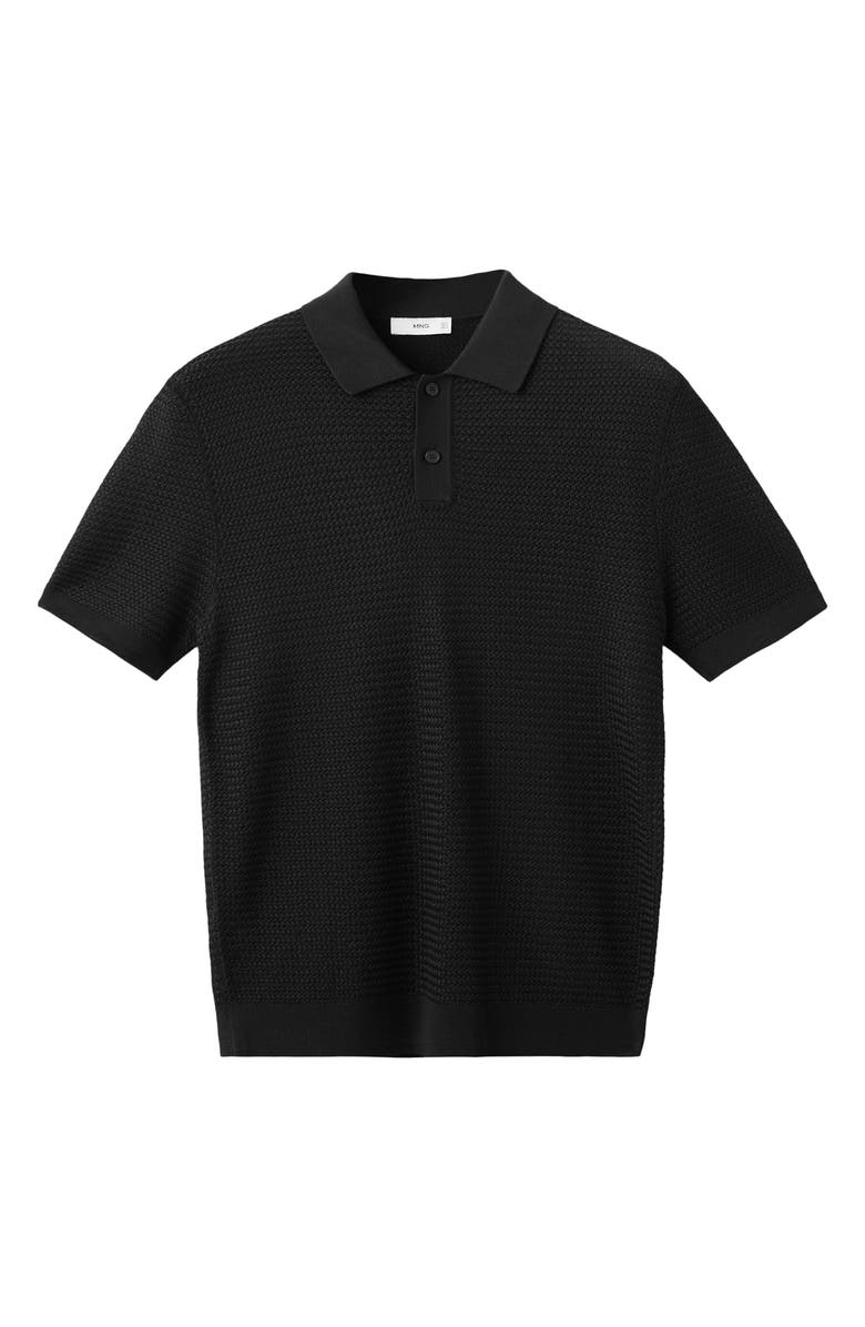 MANGO Structured Polo Shirt, Alternate, color, Black