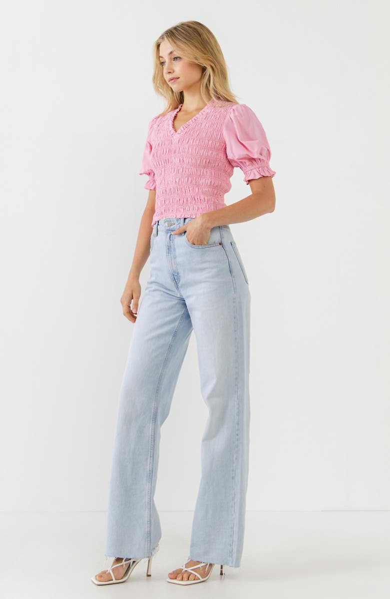 Endless Rose Smocked V-Neck Top, Alternate, color,