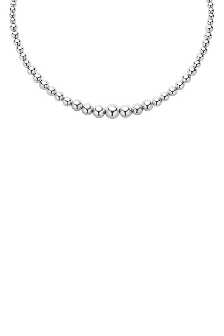 Caviar Bubbly Graduated Bead Collar Necklace, Alternate, color, STERLING SILVER