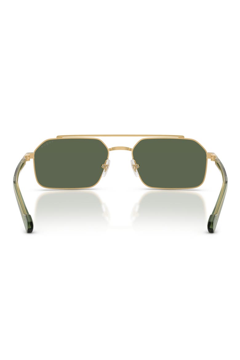 57mm Irregular Rectangular Sunglasses, Alternate, color, GOLD / DARK GREEN