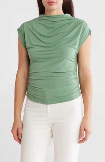 Renee C Cap Sleeve Ruched Crop Top