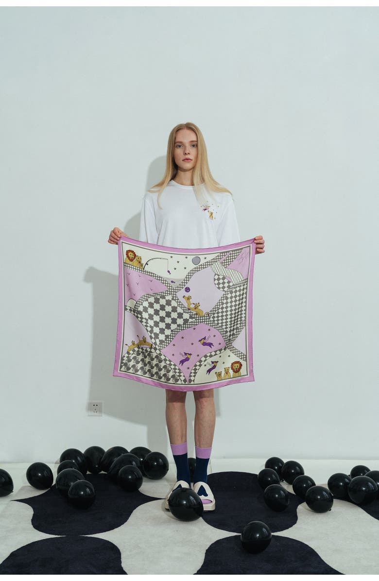 Lost Pattern "Journey" Silk Scarf by SHANTALL LACAYO, Alternate, color, Lavender