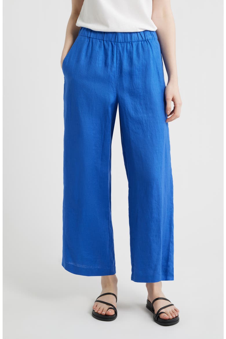 Linen Wide Leg Pants, Main, color, SAPPHIRE