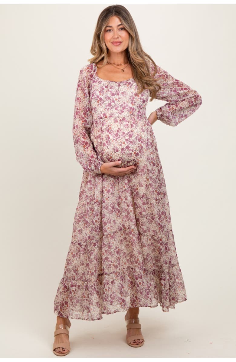PinkBlush Floral Floral Chiffon Maxi Dress, Main, color, Mauve