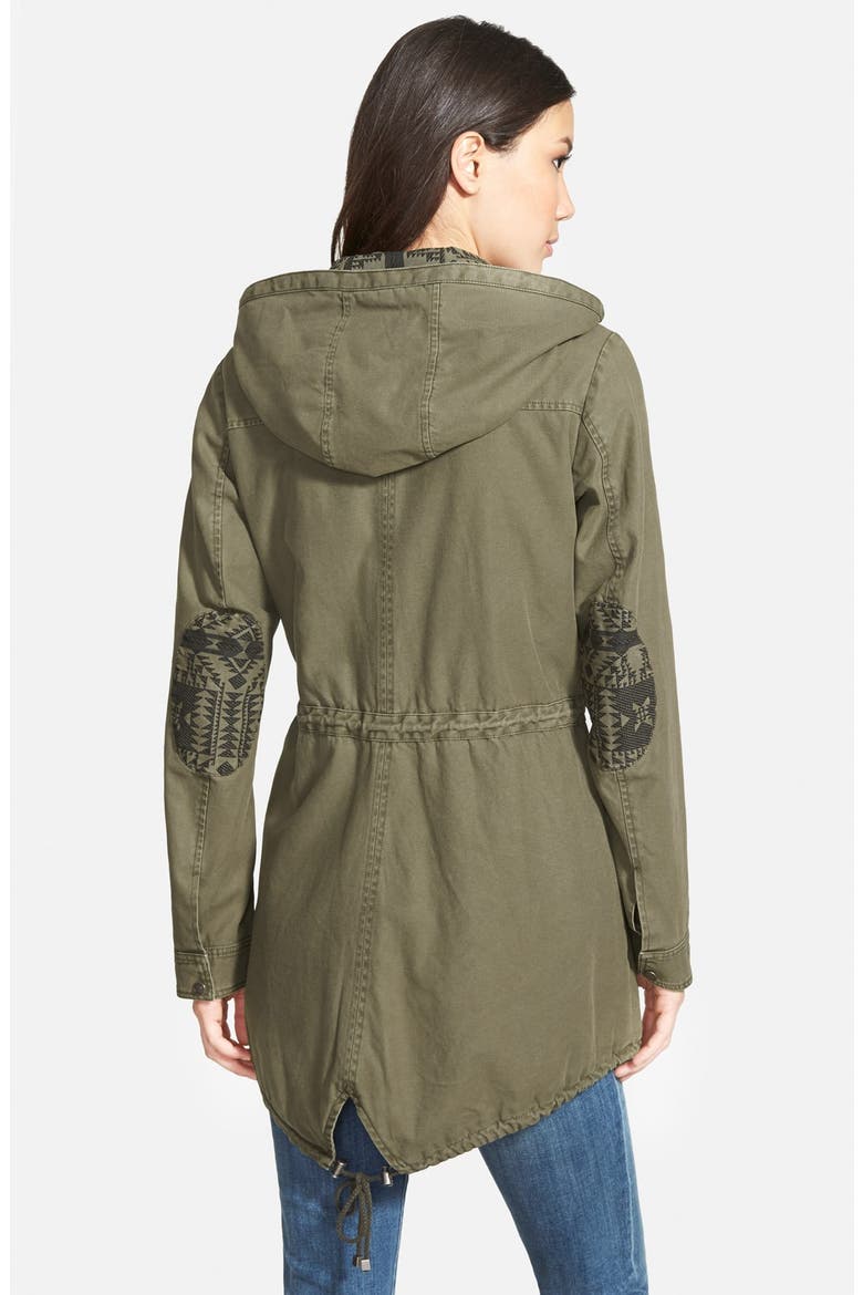 Levi's® Print Trim Cotton Twill Fishtail Parka, Alternate, color, CLOVER