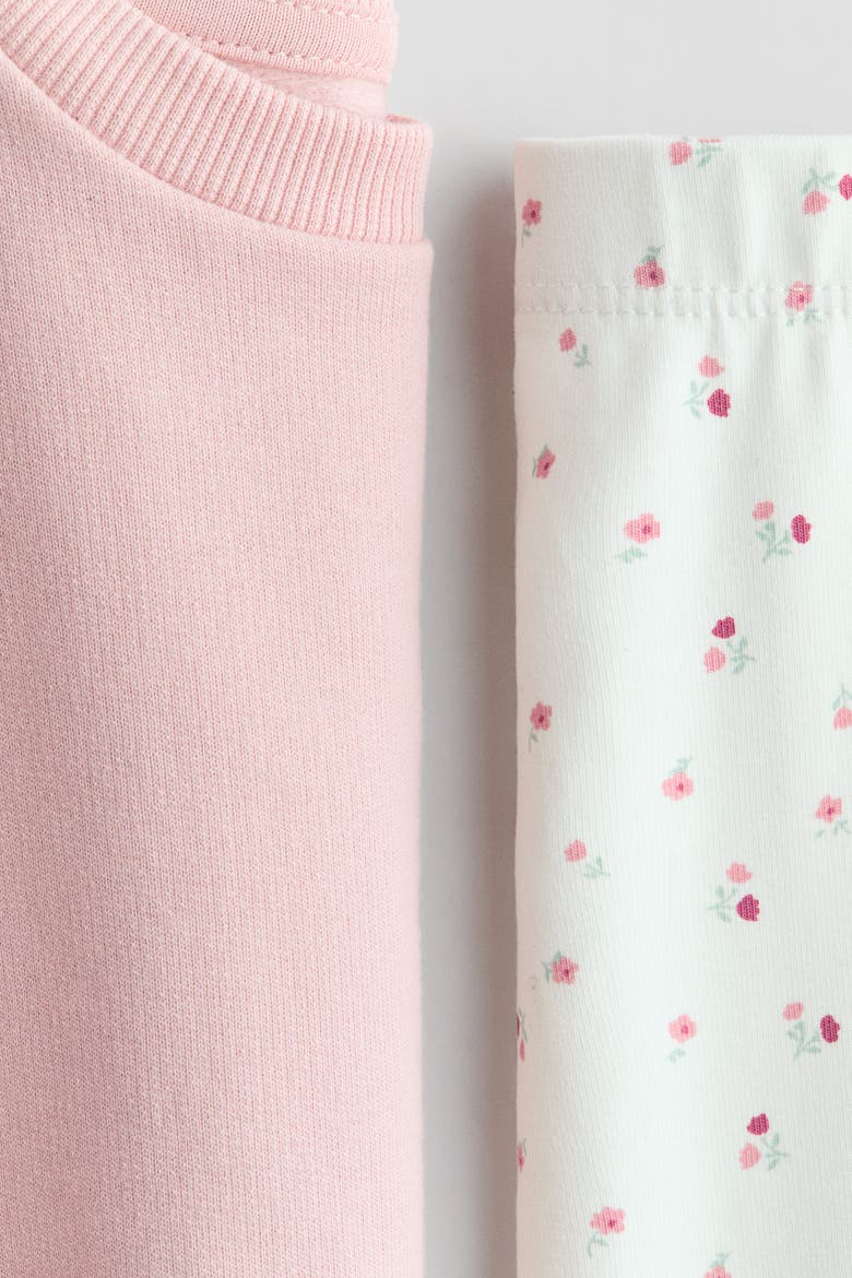 2-piece Frill-detail Cotton Set, Alternate, color, Light pink/floral